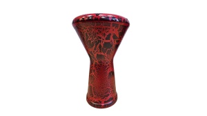 K&N Darbuka Egypt rosu 22x43 cm – Darbuka orientală din aluminiu cu husă și față de rezervă, fabricată în Turcia