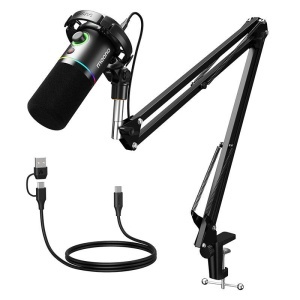 Maono PD200XS Negru – Microfon Dinamic Profesional cu Conexiune Duală USB/XLR pentru podcast