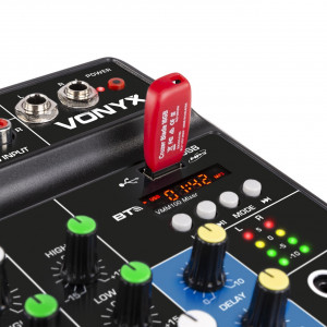 Vonyx VMM100 mixer audio cu 3 canale, USB/Bluetooth