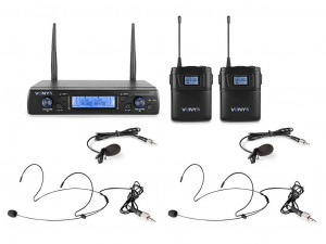 Vonyx WM62B Set receptor UHF 16 canale 2x bodypack, 2x casti, 2x lavaliere, 179.264