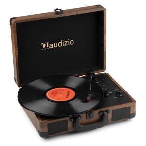 Audizio RP116W – Pick-up Bluetooth valiză, 3 viteze, conversie USB, difuzoare stereo, maro lemn - Img 4
