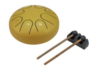 Dimavery Tongue Drum TD-8 Tobă de oțel cu 8 tonuri în cheia C, culoare gold – ideală pentru meditație, relaxare și educație muzicală