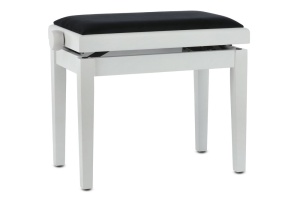 Gewa Deluxe White Matt – Scaun profesional pentru pian, înălțime reglabilă, din lemn masiv - Img 1