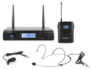 Vonyx WM61B 179.261 - set receptor UHF 16 canale cu bodypack si casca
