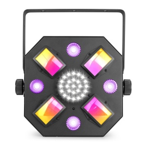 Beamz MULTIACE3 Efect de lumina 3-in-1 (Derby, LED UV, stroboscop), DMX, RGBAWP 153.600