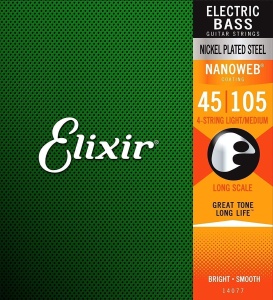 Elixir 14077 Medium (45-105) NW Long Scale Bass - Set Corzi Bas Nichelate cu Durabilitate Extinsă - Img 2