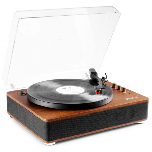 Fenton RP162D Pick-up cu carcasă din lemn, maro închis, Bluetooth/USB