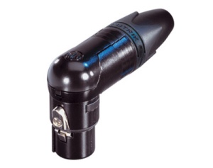 Neutrik NC3FRX-B - Conector XLR mamă 3 pini cu unghi de 90° și contacte aurite