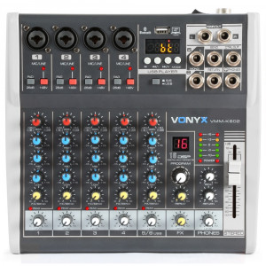 Vonyx VMM-K602 mixer analog pasiv 6 x canale Bluetooth USB DSP - Img 2
