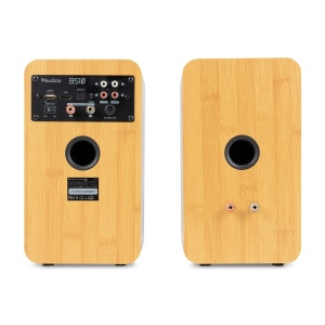 Audizio BS10 – Set 2 boxe Hi-Fi active de raft, 4", 40W RMS, Bluetooth 5.3, HDMI ARC, USB și MicroSD, Bamboo 100.373 - Img 2