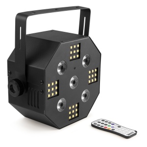 Beamz MULTIACE2 – Efect de lumină 2-în-1 RGB-UV și stroboscop LED cu mod DMX, sunet și telecomandă IR - Img 8