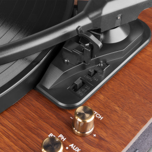 Fenton RP162D Pick-up cu carcasă din lemn, maro închis, Bluetooth/USB