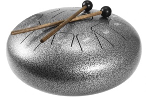 Dimavery Tongue Drum TD-12 Tobă de oțel cu 12 tonuri în cheia C, argintiu – ideală pentru meditație, relaxare și educație muzicală