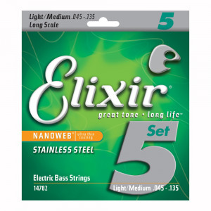 Elixir Nanoweb El Bass 5 Stainless Steel 45-135 - Set corzi chitara bass