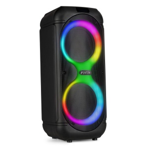Fenton TRACK510 – Boxă portabilă cu acumulator, LED, 2x8", 160W, Bluetooth/USB/SD