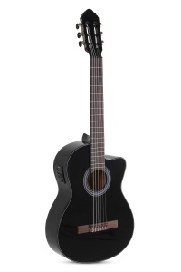 Gewa Student Black 4/4 Chitară electro-clasică cu top din molid, cutaway și EQ cu tuner