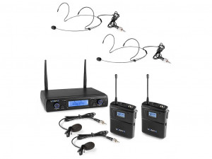 Vonyx WM62B Set receptor UHF 16 canale 2x bodypack, 2x casti, 2x lavaliere, 179.264 - Img 2