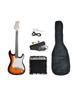 Flame TD 163-1 SB – Set chitară electrică model Stratocaster, amplificator 15W, accesorii complete, finisaj Sunburst