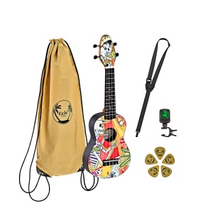 Ortega Keiki® K2-EM Ukulele Soprano Set – Ediția "El Muerto"