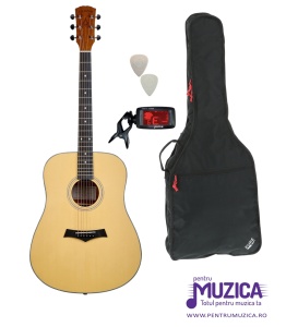 Pachet Chitară Acustică Arrow Silver D NT Natural ARRSDNT