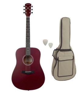 Pachet Chitară Acustică Arrow Silver D Wine Red