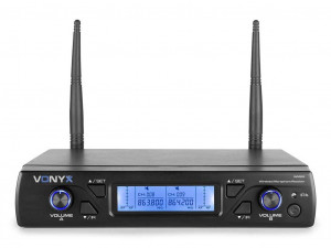 Set receptor UHF 16 canale 2x bodypack, 2x casti, 2x lavaliere Vonyx WM62B - Img 3
