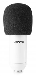 Vonyx CM300W Microfon de studio, condensator si filtru pop, USB, alb - Img 2