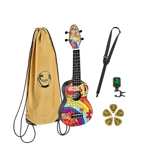 Ortega KEIKI K2 Set Ukulele Soprano - Agathis / Peace '68"