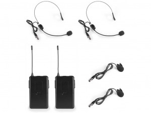Sistem 2x microfoane lavaliera VHF wireless Vonyx WM522B - Img 2