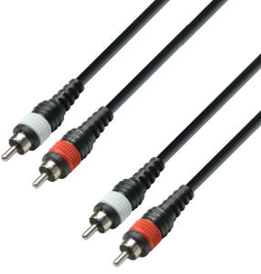 Adam Hall K3TCC0300M – Cablu audio stereo 2 RCA tată la 2 RCA tată, 3 m