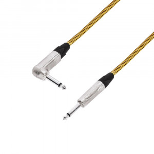 Adam Hall K5IRP0300VINTAGE  - cablu instrument jack mono 6.3mm la jack mono in unghi 6.3mm 3m