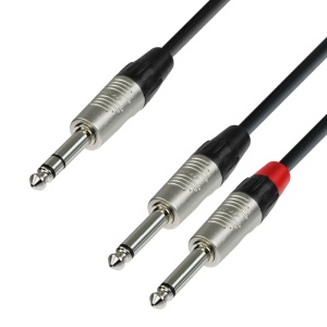 Cablu audio Y Adam Hall 4Star TRS-2TS 1.5m K4YVPP0150– jack stereo 6.3mm la 2x jack mono - Img 1
