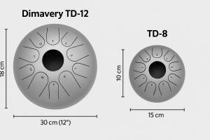 Dimavery Tongue Drum TD-12 Tobă de oțel cu 12 tonuri în cheia C, argintiu – ideală pentru meditație, relaxare și educație muzicală - Img 4