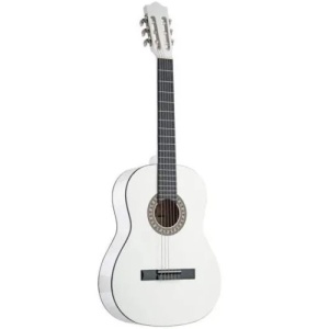 Flame CG100 WH – Chitară clasică 4/4 pentru începători și avansați, top din molid laminat, finisaj alb lucios