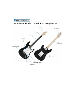 McGrey Rockit Guitar ST-Complete Black – Set complet chitară electrică cu amplificator 10W, husă și accesorii - Img 3