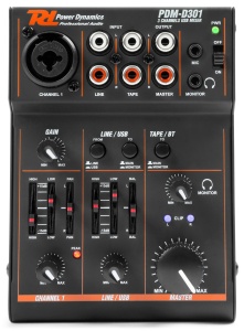 Power Dynamics PDM-D301BT – Mixer audio 3 canale cu Bluetooth și interfață USB