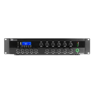 Power Dynamics PDW500MP3 952.088 Amplificator sonorizari cu 6 zone, 100V 70V 16ohm, 400W RMS, Bluetooth USB SD FM - Img 2