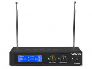 Sistem 2x microfoane lavaliera VHF wireless Vonyx WM522B - Img 3