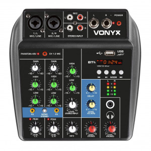 Vonyx VMM100 mixer audio cu 3 canale, USB/Bluetooth
