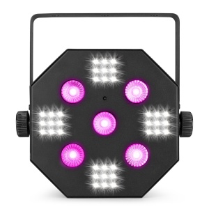 Beamz MULTIACE2 – Efect de lumină 2-în-1 RGB-UV și stroboscop LED cu mod DMX, sunet și telecomandă IR - Img 3