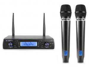 Sistem 2x microfoane fara fir UHF 16 canale Vonyx WM62 - Img 1