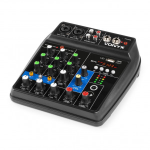 Vonyx VMM100 mixer audio cu 3 canale, USB/Bluetooth