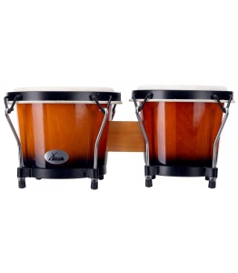 XDrum Bongo Club Standard Vintage Sunburst – Set bongos profesionale 17 și 20 cm, cu piele naturală și cheie de acordaj - Img 2