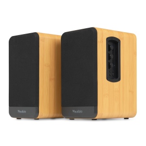 Audizio BS10 – Set 2 boxe Hi-Fi active de raft, 4", 40W RMS, Bluetooth 5.3, HDMI ARC, USB și MicroSD, Bamboo 100.373 - Img 4