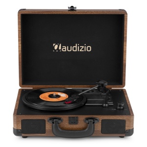 Audizio RP116W – Pick-up Bluetooth valiză, 3 viteze, conversie USB, difuzoare stereo, maro lemn - Img 2