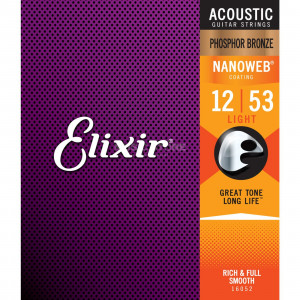 Elixir Nanoweb Ph/Bronze 12-53 - Set corzi chitara acustica
