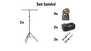 Pachet complet lumini scenă cu moving head-uri BeamZ MHL90, stativ, geantă transport și cabluri Adam Hall – pentru DJ și lăutari profesioniști