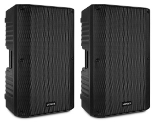 Vonyx VSA120S – Set 2 boxe 12", activă + pasivă, 200W RMS, Bluetooth și USB
