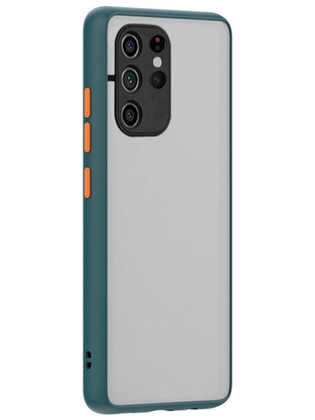 Husa Samsung Galaxy S21 Ultra- Colored buttons case- bumper dark green
