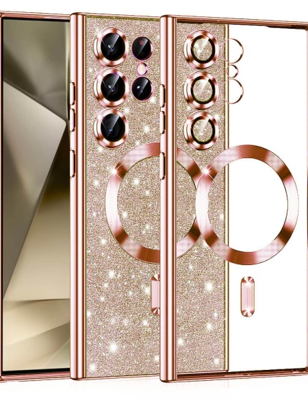 Husa Samsung Galaxy S24 Ultra Luxury Glitter MagSafe rose gold